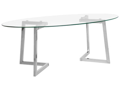 Silver Glass Coffee Table 120 x 60 Modern Metal Legs