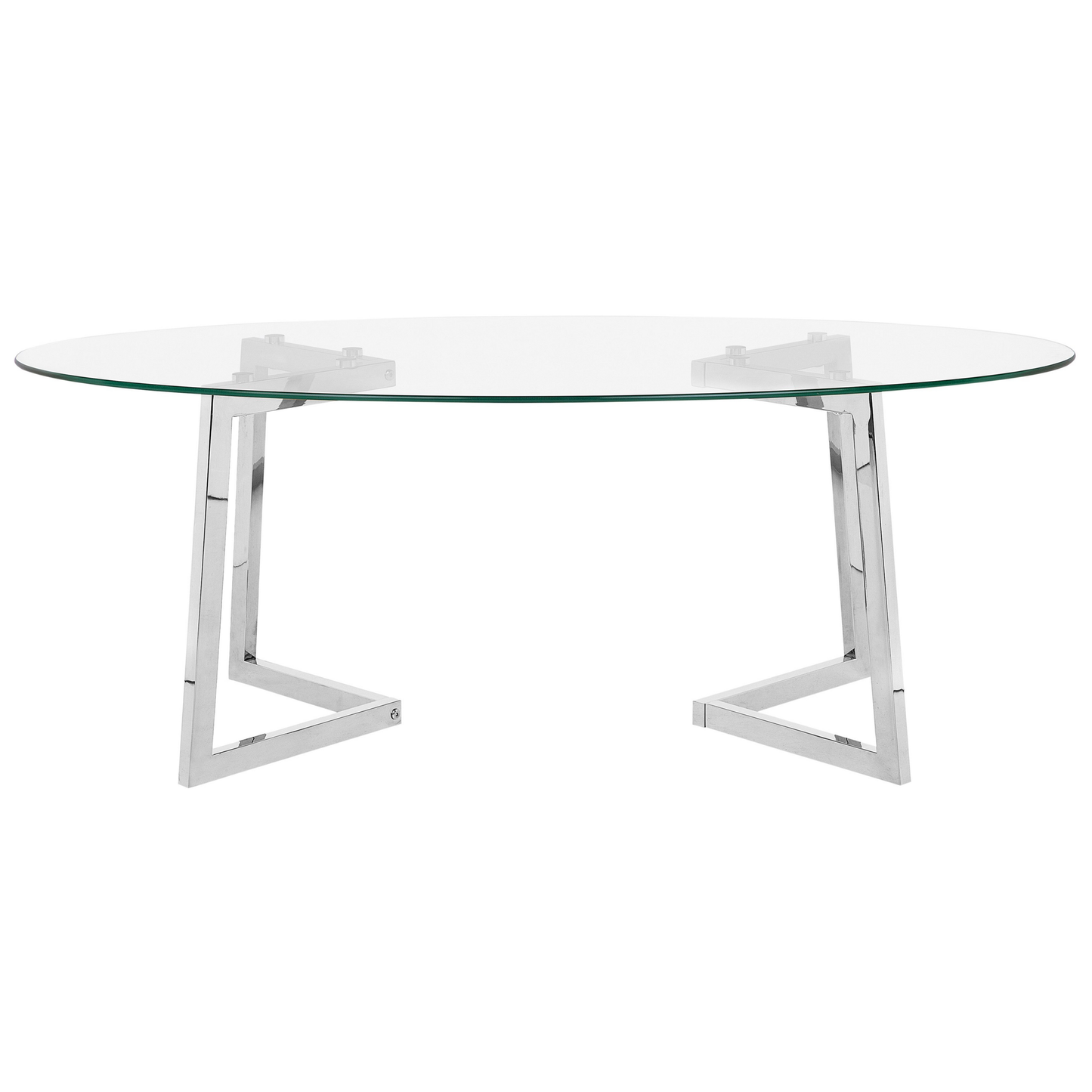 Silver Glass Coffee Table 120 x 60 Modern Metal Legs