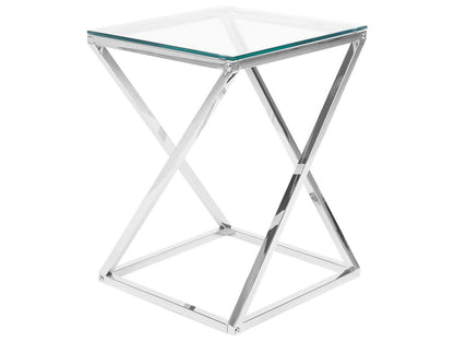 Side Table Silver Glass Top 40 x 40cm Square