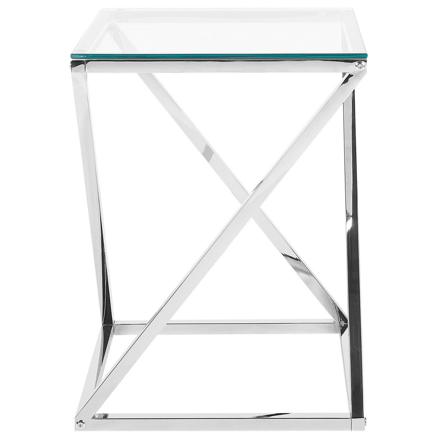 Side Table Silver Glass Top 40 x 40cm Square