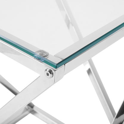 Side Table Silver Glass Top 40 x 40cm Square