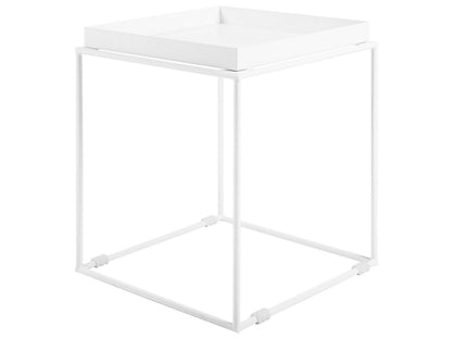 White Metal Side Table 40 x 40 Tray Tabletop Industrial