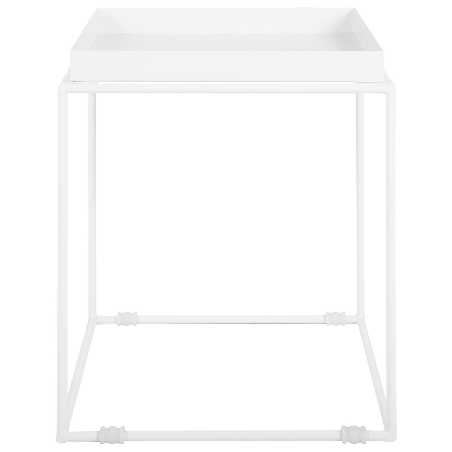 White Metal Side Table 40 x 40 Tray Tabletop Industrial