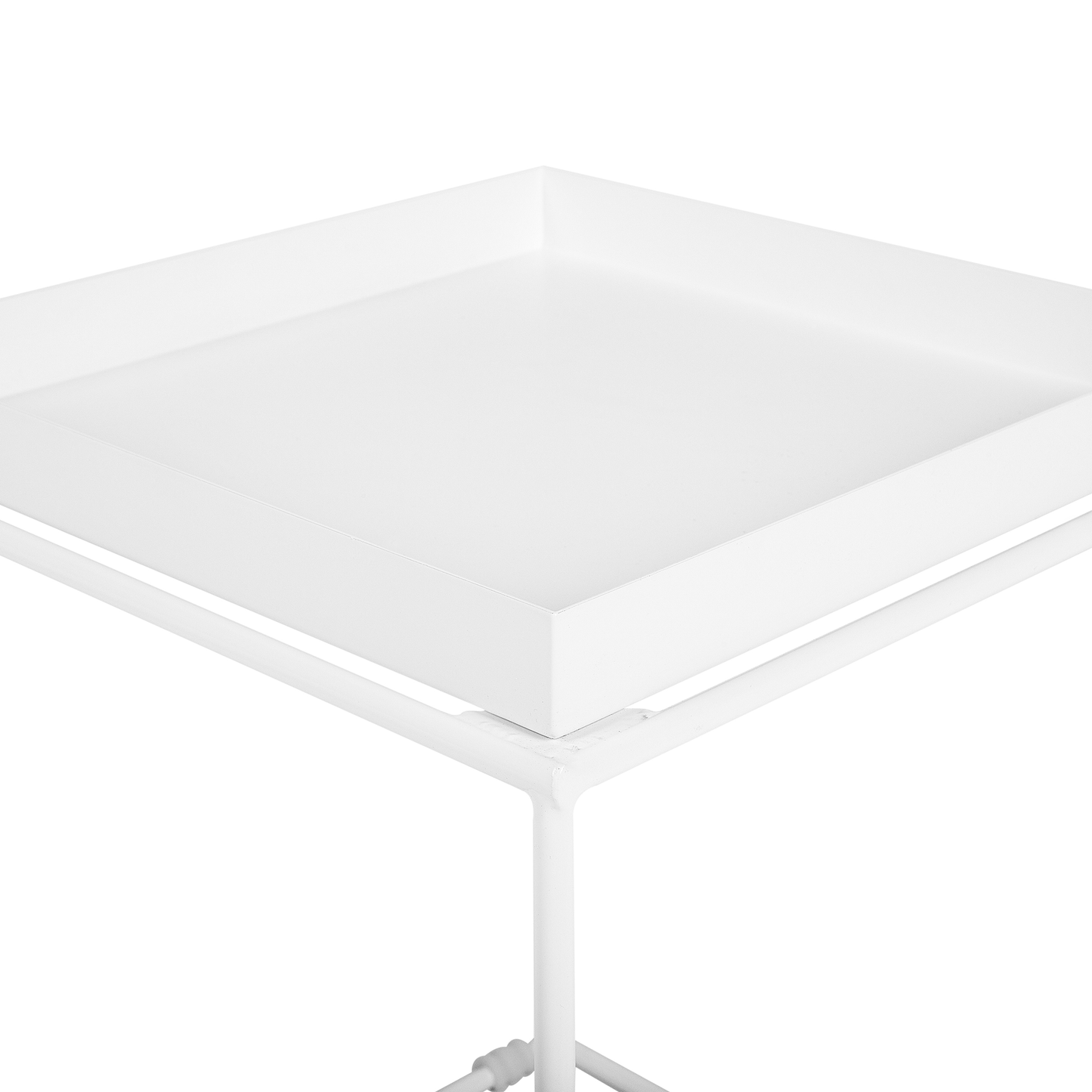 White Metal Side Table 40 x 40 Tray Tabletop Industrial