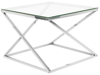 Coffee Table Silver Glass 60 x 60cm Square Glam Design
