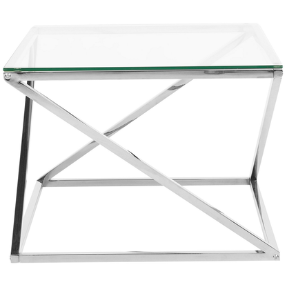 Coffee Table Silver Glass 60 x 60cm Square Glam Design