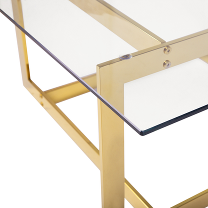 Gold Metal Frame Glass Coffee Table 80 x 80cm Geometric Glam