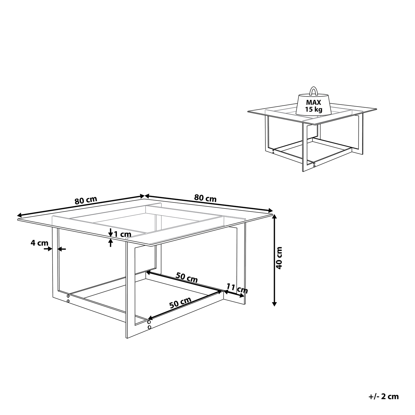 Gold Metal Frame Glass Coffee Table 80 x 80cm Geometric Glam