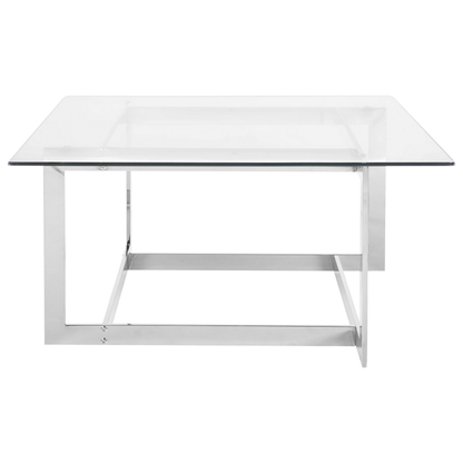 Silver Glass Coffee Table 80 x 80cm Geometric Glam