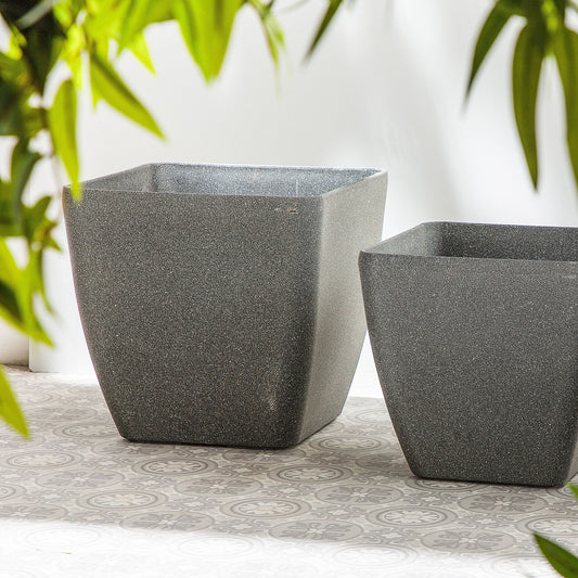 Plant Pot Planter Solid Dark Grey Stone Polyresin 49 x 49cm