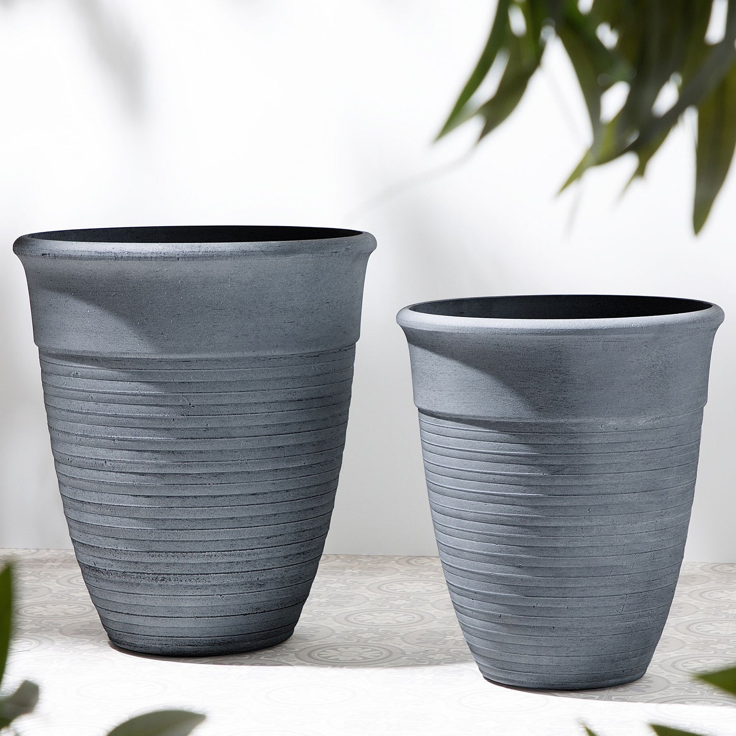 All-Weather Square Plant Pot 43cm Grey Polyresin