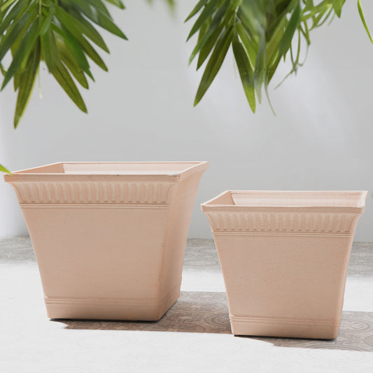 Peach Pink Stone Planter 41cm Square All-Weather