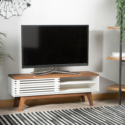 TV Stand Dark Wood White Up To 53 Inch 4 Shelves