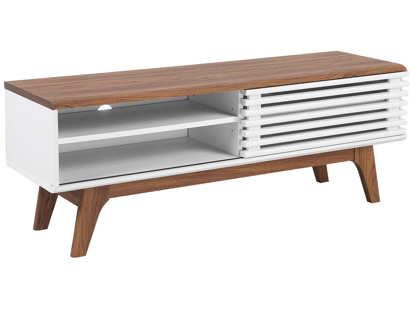 TV Stand Dark Wood White Up To 53 Inch 4 Shelves