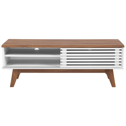 TV Stand Dark Wood White Up To 53 Inch 4 Shelves