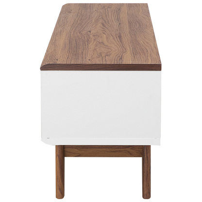TV Stand Dark Wood White Up To 53 Inch 4 Shelves