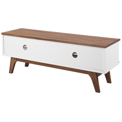 TV Stand Dark Wood White Up To 53 Inch 4 Shelves