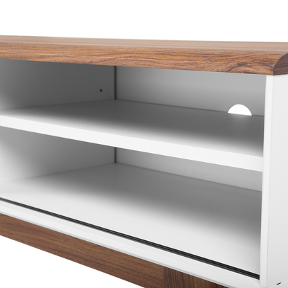 TV Stand Dark Wood White Up To 53 Inch 4 Shelves