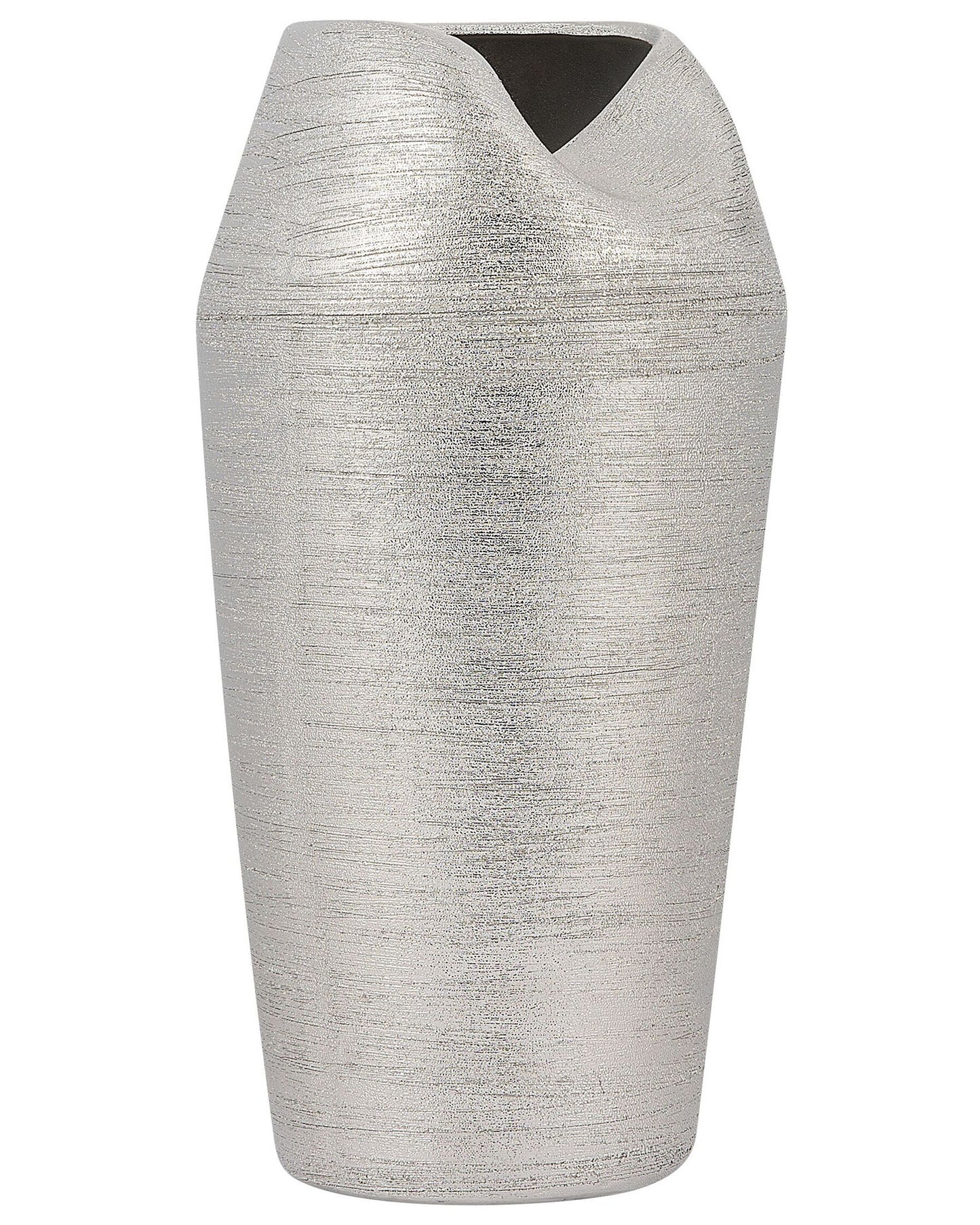 Silver Stoneware Decorative Table Vase 33cm Elegant Minimalist Home Accent For Bouquets