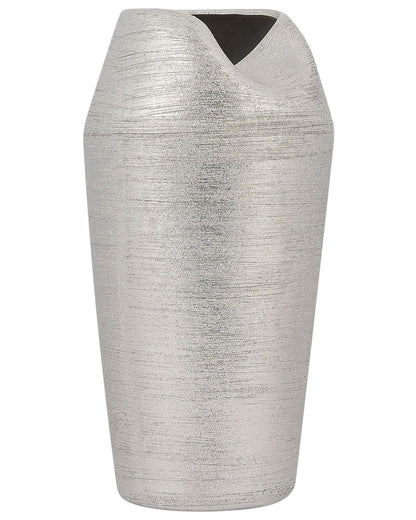 Silver Stoneware Decorative Table Vase 33cm Elegant Minimalist Home Accent For Bouquets