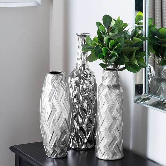 Silverstone Stoneware Bottle Vase Modern Glam