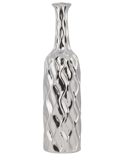 Flower Vase Silver Stoneware Bottle Shape Modern Glam