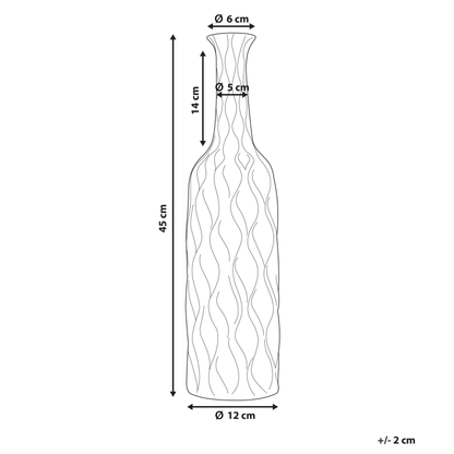 Flower Vase Silver Stoneware Bottle Shape Modern Glam