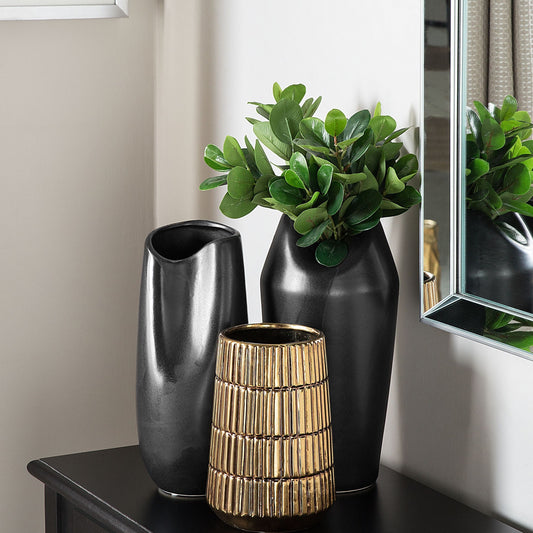 Decorative Table Vase Black 32cm Stoneware