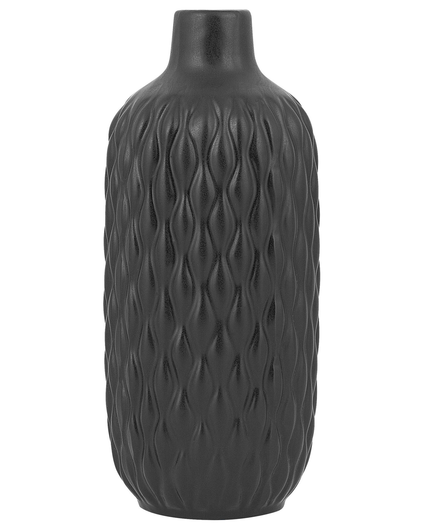 Black Stoneware Table Vase 31cm Satin Finish