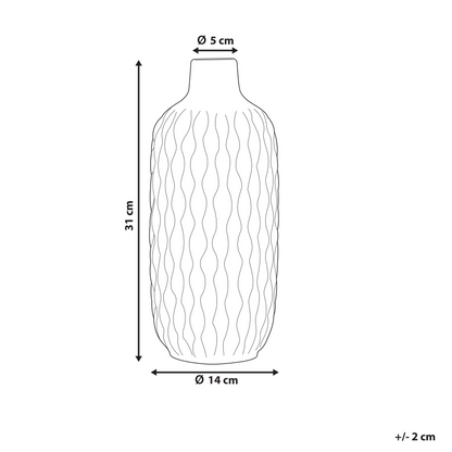 Decorative Table Vase White Stoneware 31cm