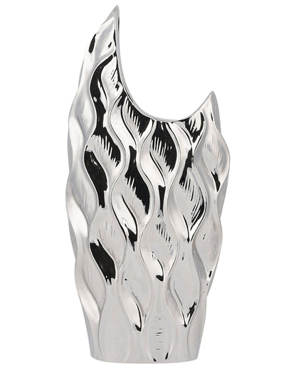 Decorative Flower Vase Silver Stoneware Honeycomb Pattern