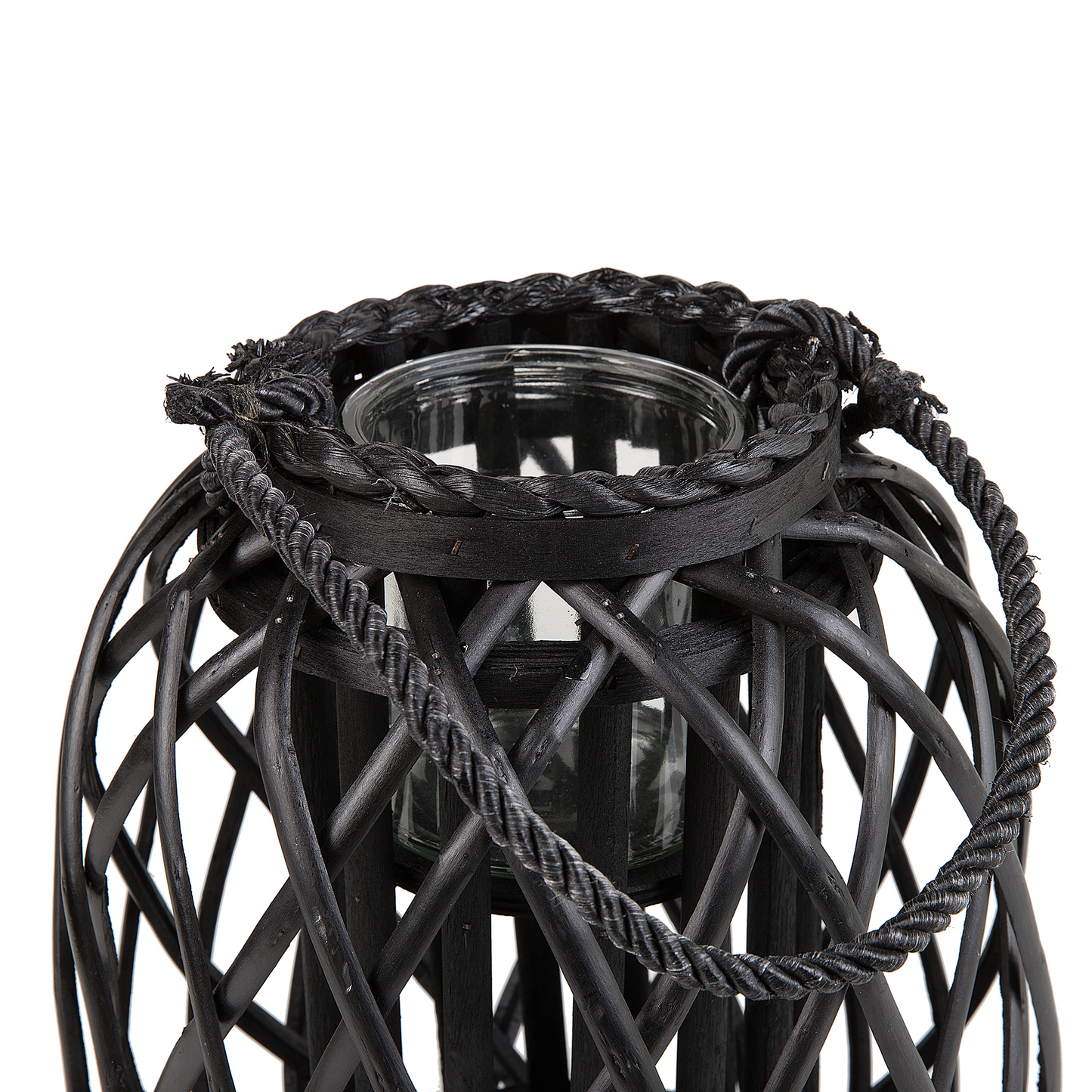 Nordic Living Lantern Black Willow Wood And Glass 30cm Indoor Outdoor Scandinavian
