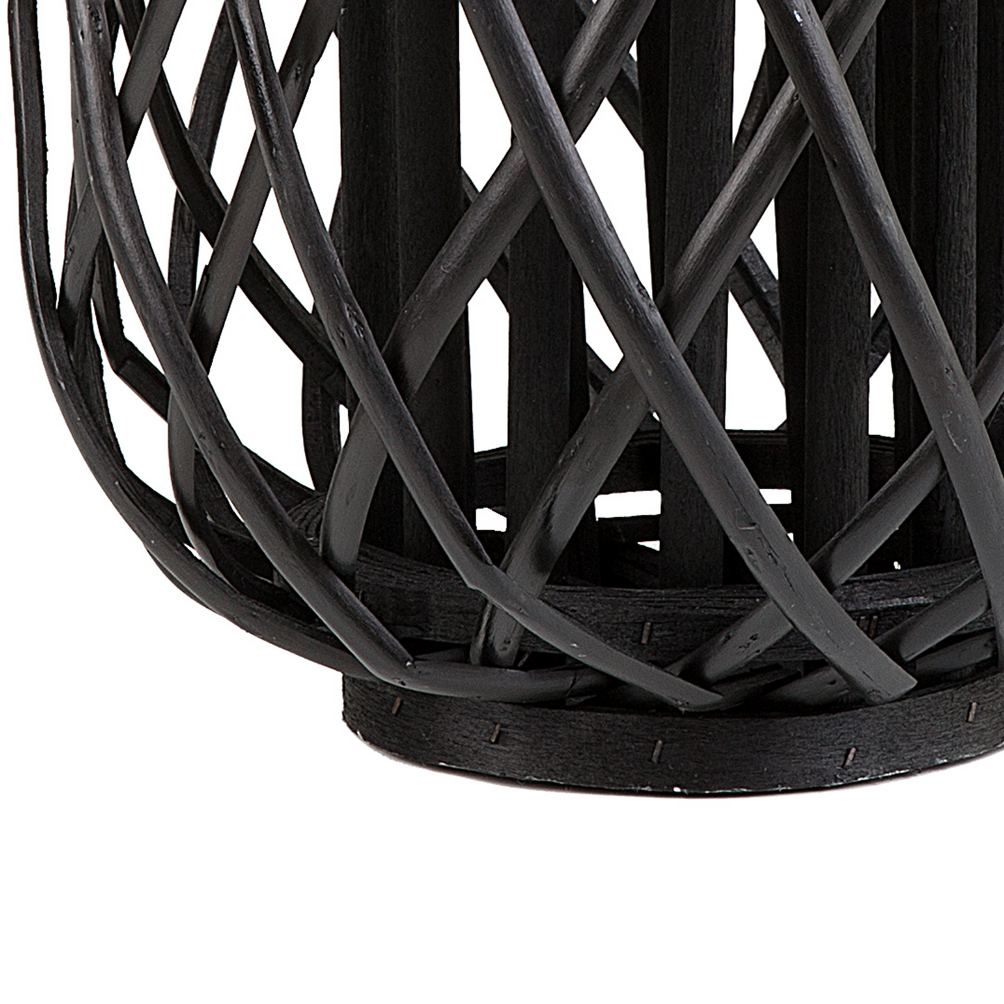 Nordic Living Lantern Black Willow Wood And Glass 30cm Indoor Outdoor Scandinavian