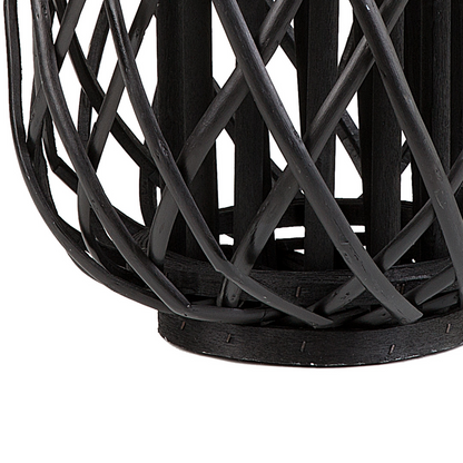 Nordic Living Lantern Black Willow Wood And Glass 30cm Indoor Outdoor Scandinavian