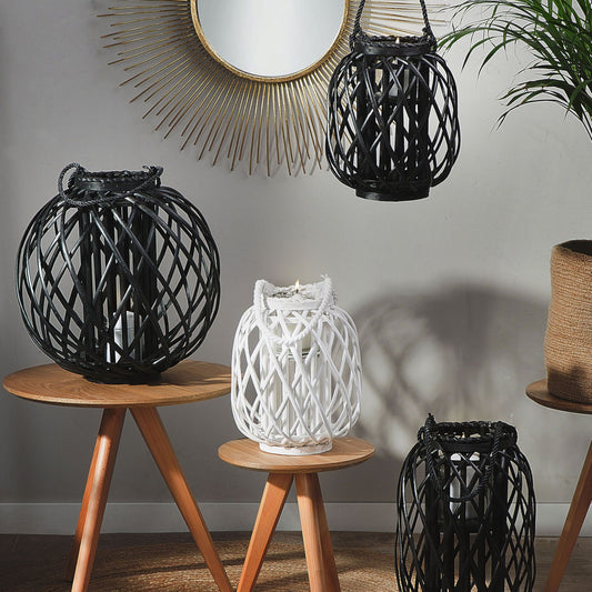 Willow Lane Lantern Wood And Glass 30cm Indoor Outdoor Scandinavian
