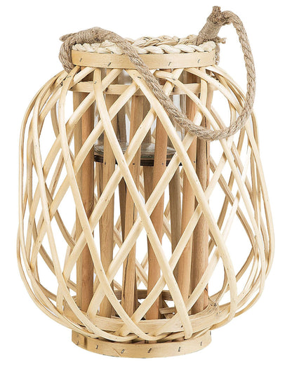 Lantern Light Willow Wood Glass Lantern 30cm Indoor Outdoor