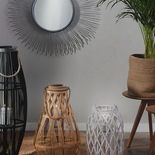 Nordic Glow Willow Wood Lantern White 40cm Indoor Outdoor
