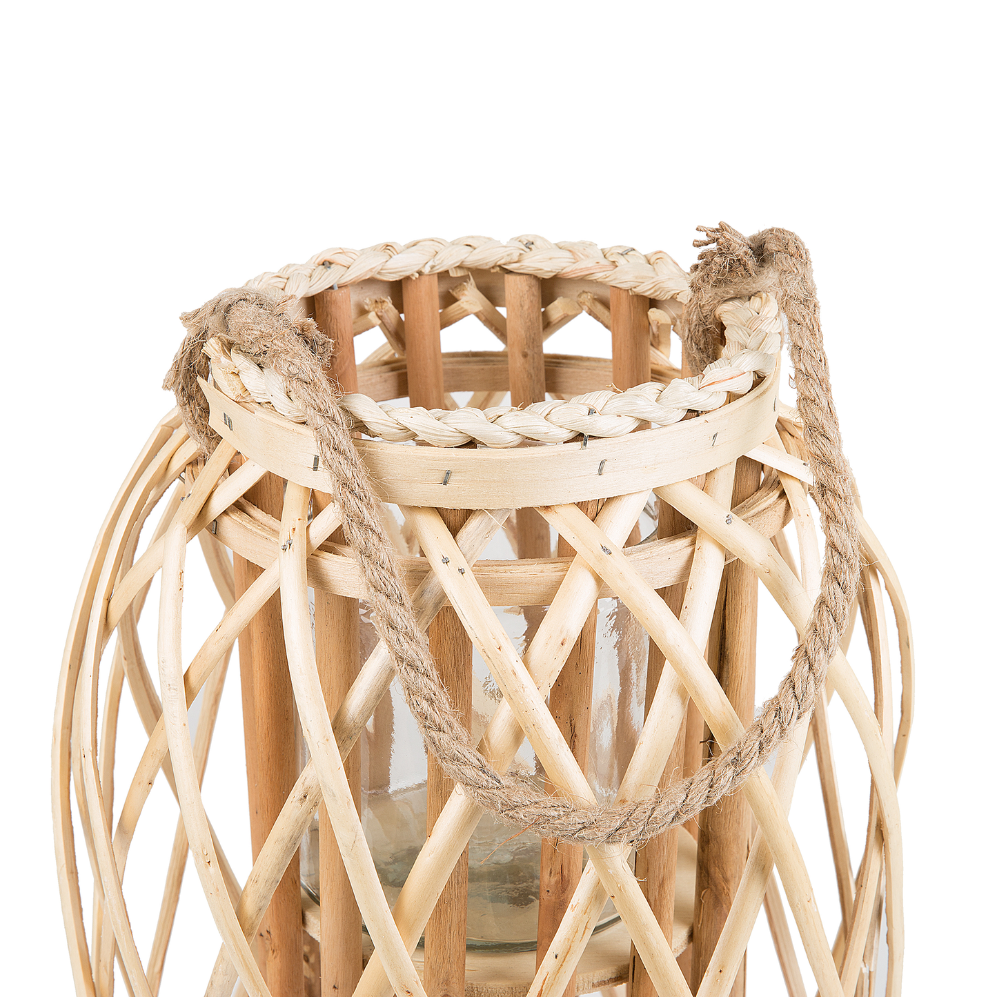 Lantern Light Brown Willow Wood 40cm Candle Holder