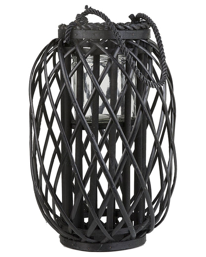 Nordic Boho Willow Lantern Black 40cm Indoor Outdoor Candle Holder