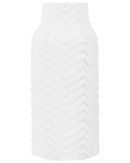 Glamstone Flower Vase White Stoneware Gloss Ribbed