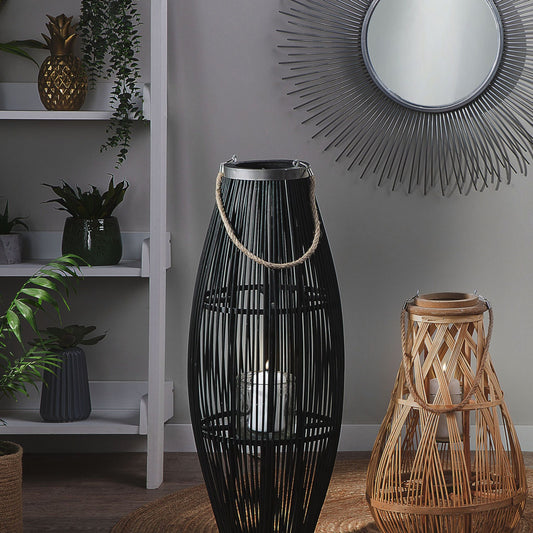 Willow Lantern Black 84cm Boho Decor Cage Lantern