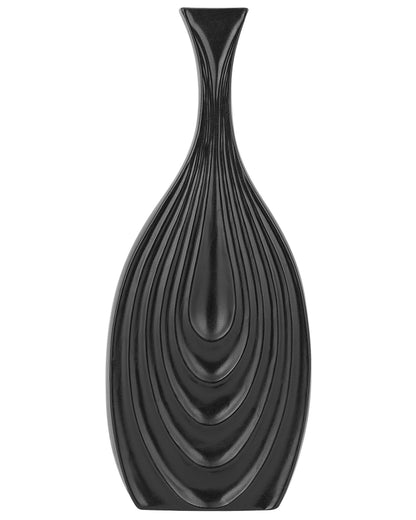 Black Porcelain Carved Irregular Table Vase 39cm