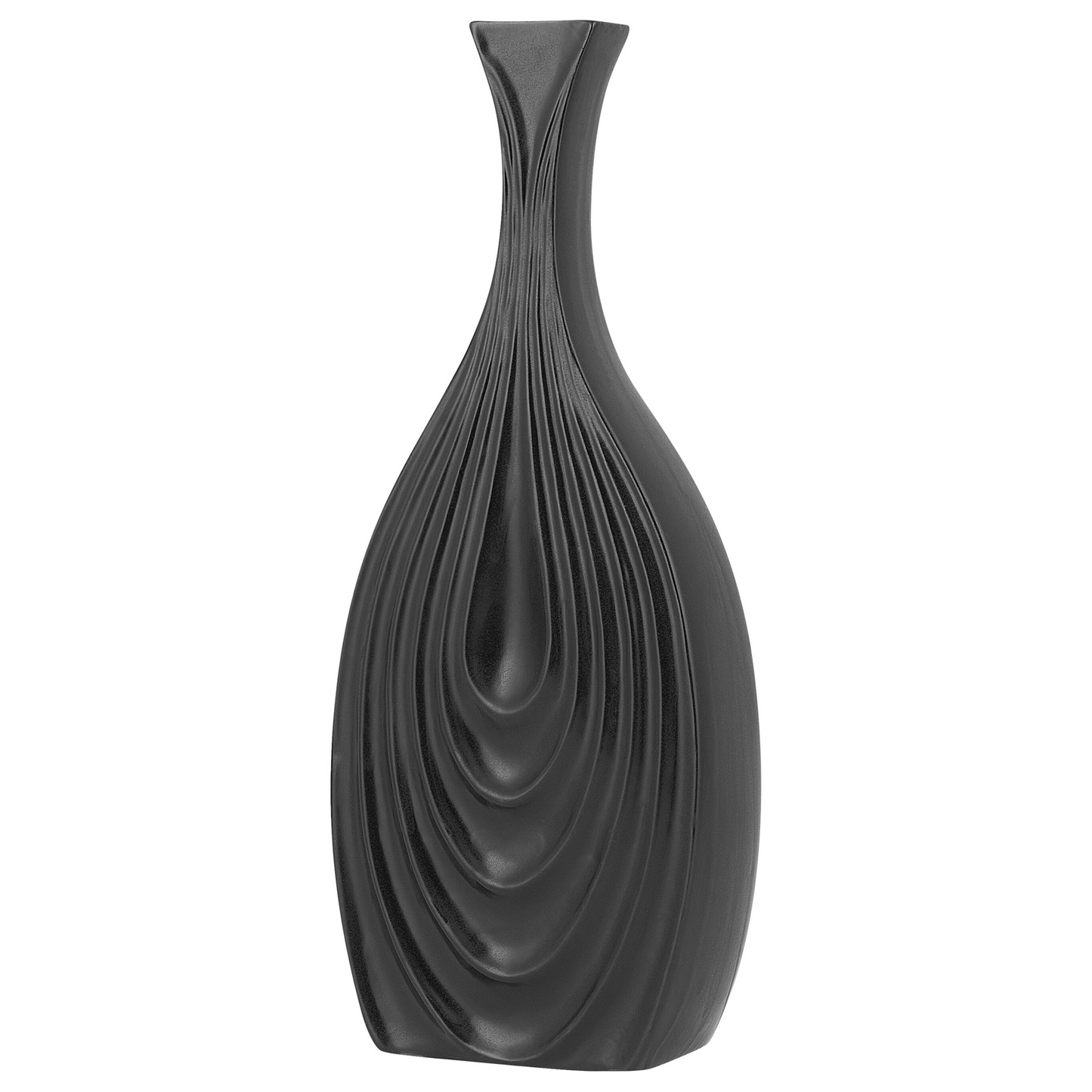 Black Porcelain Carved Irregular Table Vase 39cm