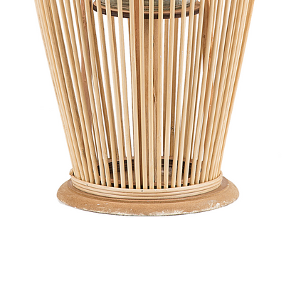 Lantern Light Bamboo Wood Glass 84cm Indoor Outdoor Candle Holder