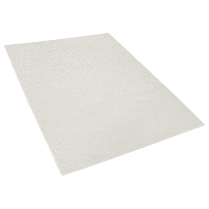Handwoven Boho Wool Cotton Area Rug 140 x 200 Off White