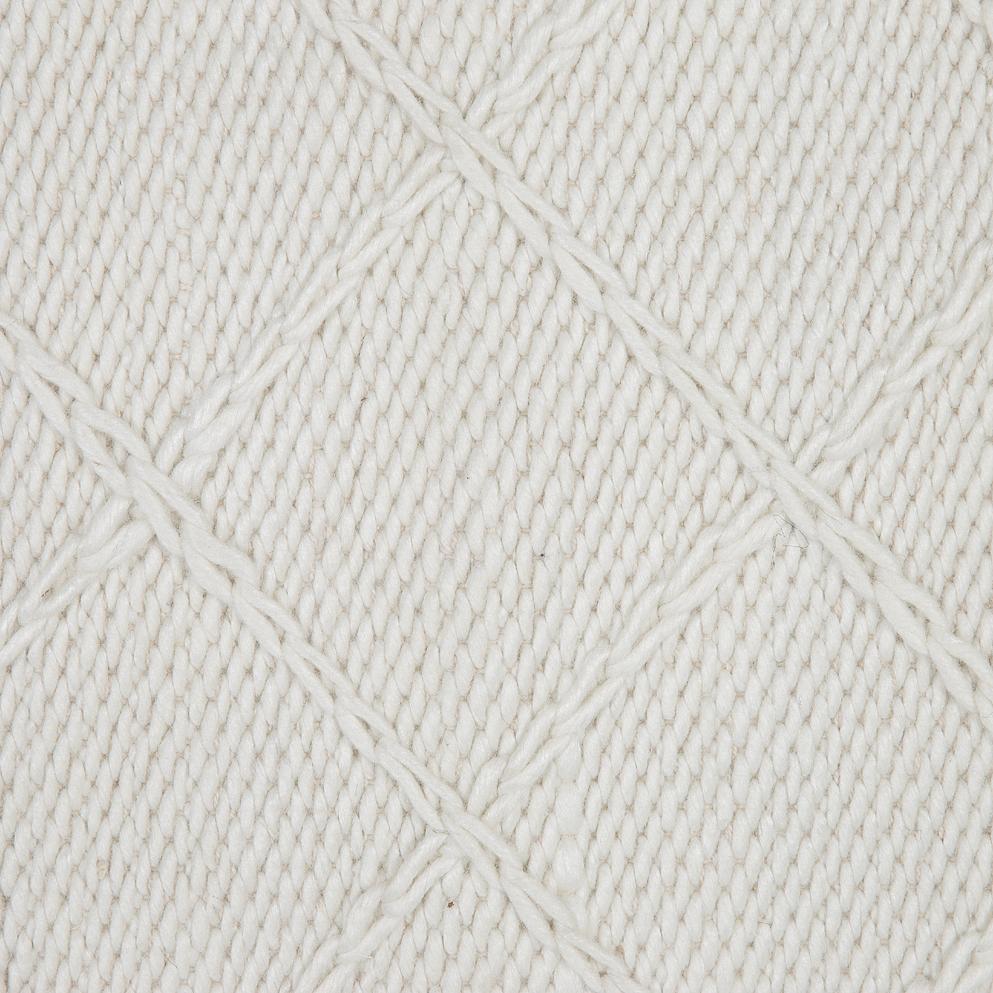 Handwoven Boho Wool Cotton Area Rug 140 x 200 Off White