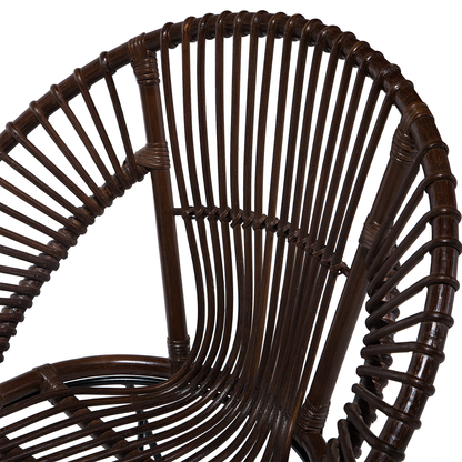 Acapulco Collection Rattan Armchair Brown Wicker Papasan With Black Metal Legs For Living Room