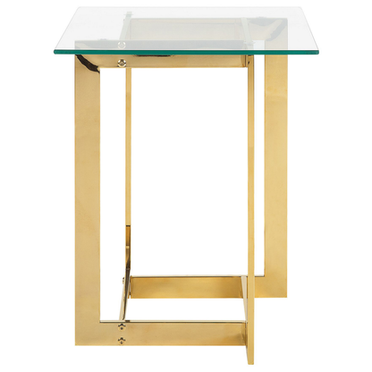Home Clear Glass Coffee Table With Gold Metal Base 40 x 40cm Modern Design