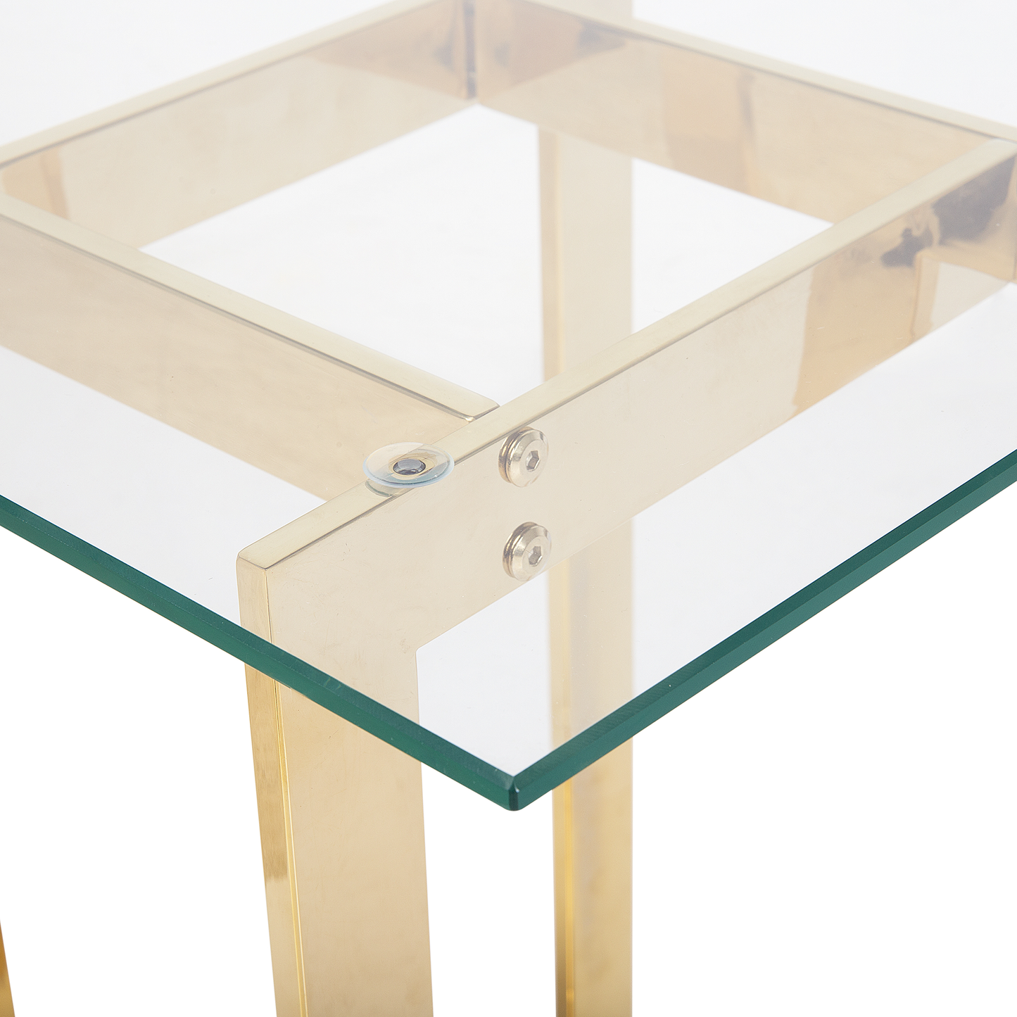 Home Clear Glass Coffee Table With Gold Metal Base 40 x 40cm Modern Design
