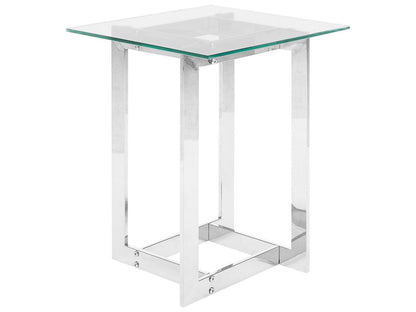 Tempered Glass Coffee Table 40 x 40cm Square Metal Base